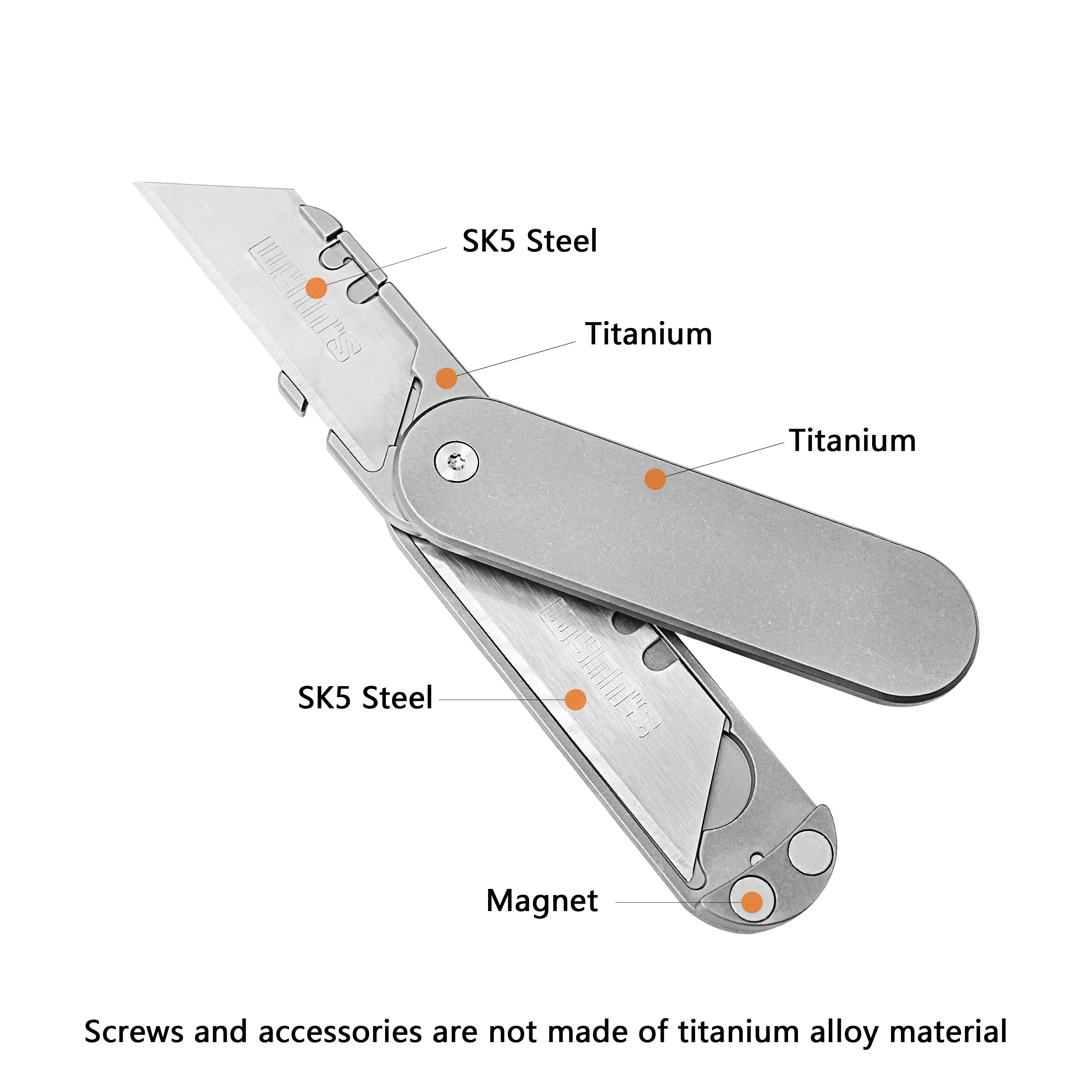 Imagem -03 - Titanium Alloy Folding Utility Knife Ferramenta de Corte Multifuncional Outdoor Edc Spare Blade Presente para o Pai