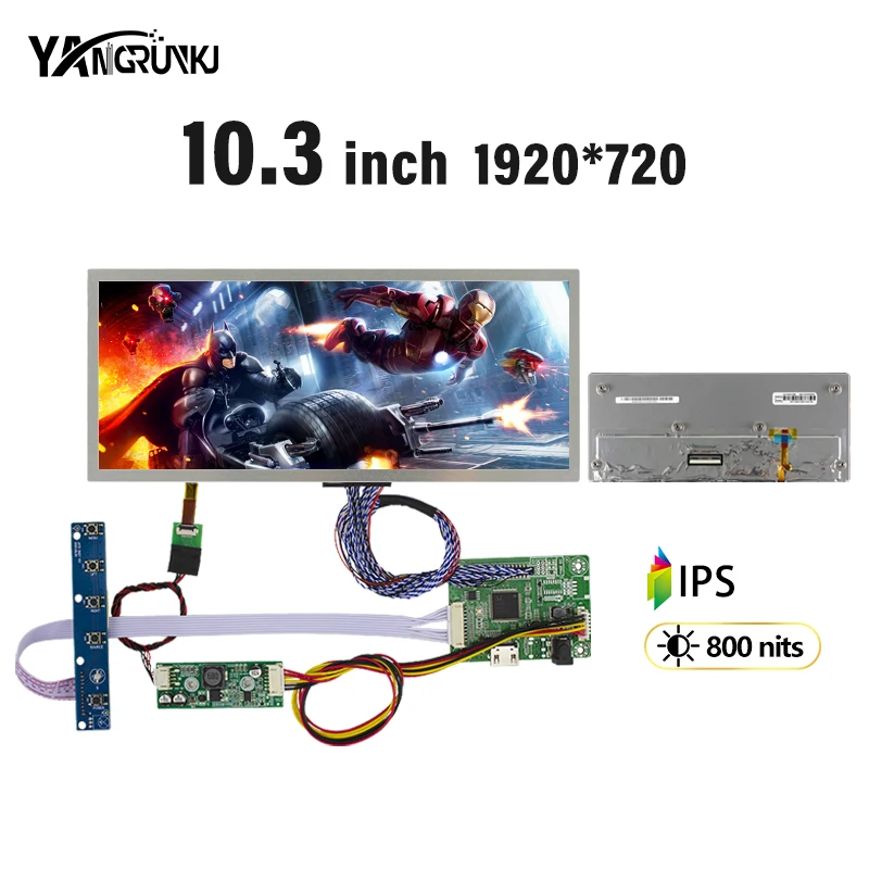 Innolux DJ103IA-03B 10.3 Inch IPS LCD Screen 1920x720 800nits LVDS 50Pin Car Monitor Industrial Display Wide Temperature Panel