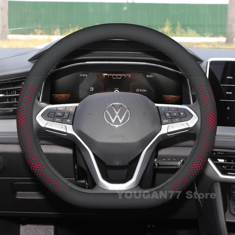 

Leather Car Steering Wheel Cover For Volkswagen Vento Sagitar Jetta 2007-2025 Auto Steering Wheel Volkswagen Vento Accessories