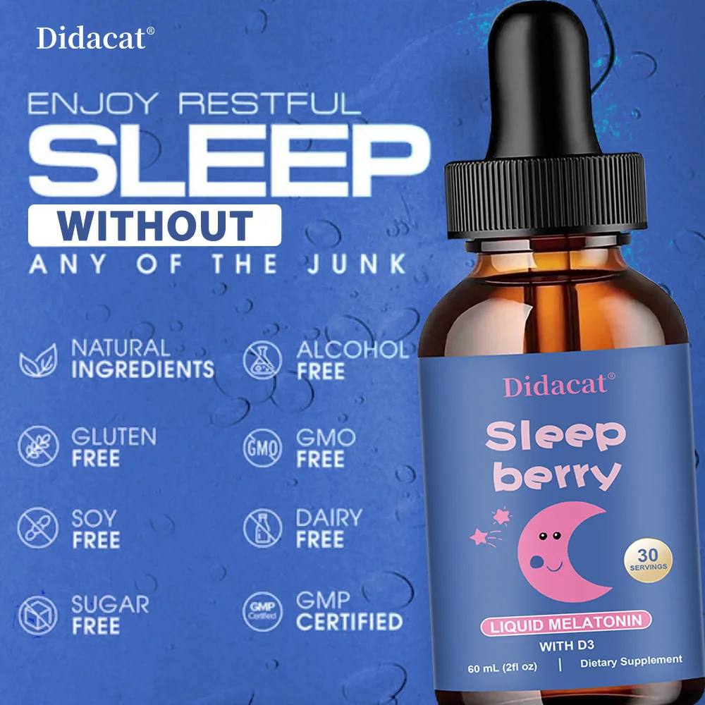 Sleep Berry Melatonin - Liquid Children Melatonin for Kids Sleep Support - Natural Childrens Melatonin with Vitamin D