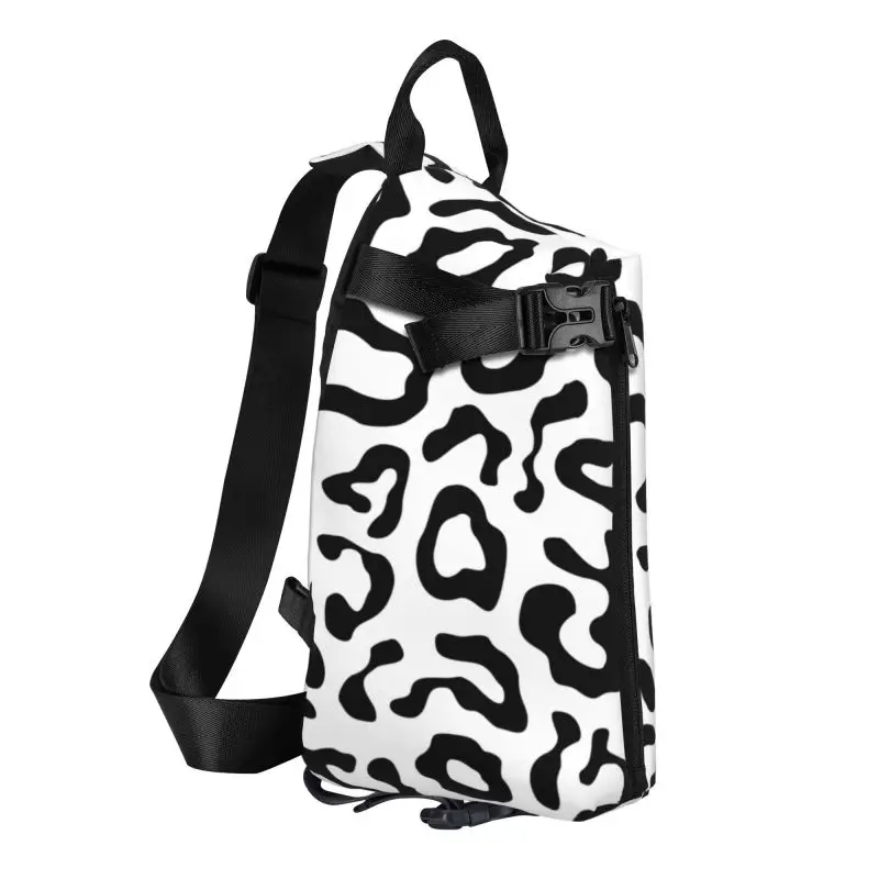 Borsa a tracolla con motivo leopardato nero borsa a tracolla da viaggio per ciclismo moda donna borsa a tracolla sportiva da uomo casual