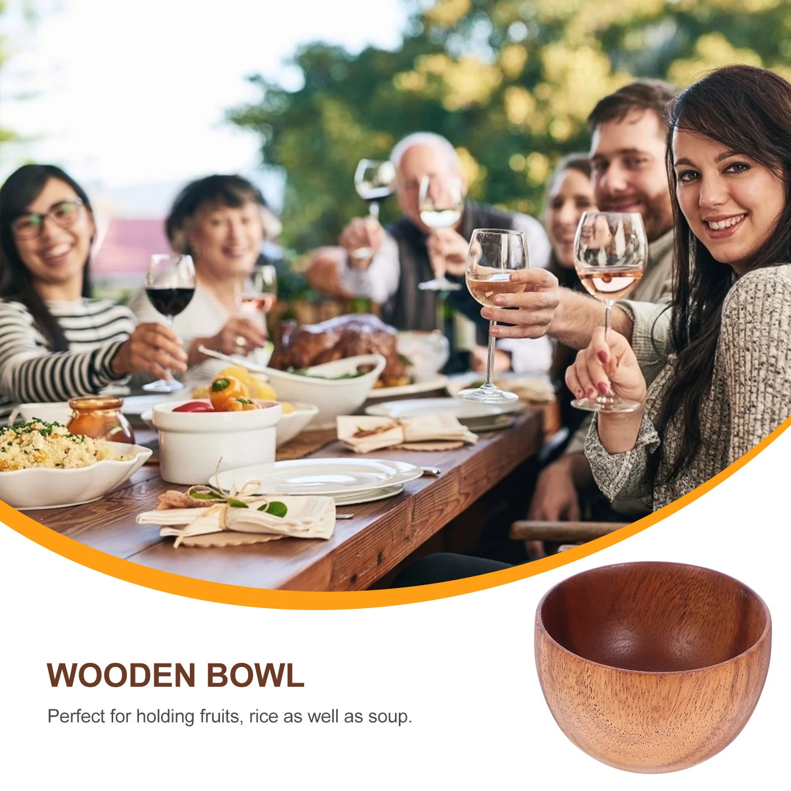 

1pc 14X7Cm Wooden Fruit Bowl Natural Solid Wood Salad Serving Bowl Thick Handmade Food Basin For Kitchen Home Use