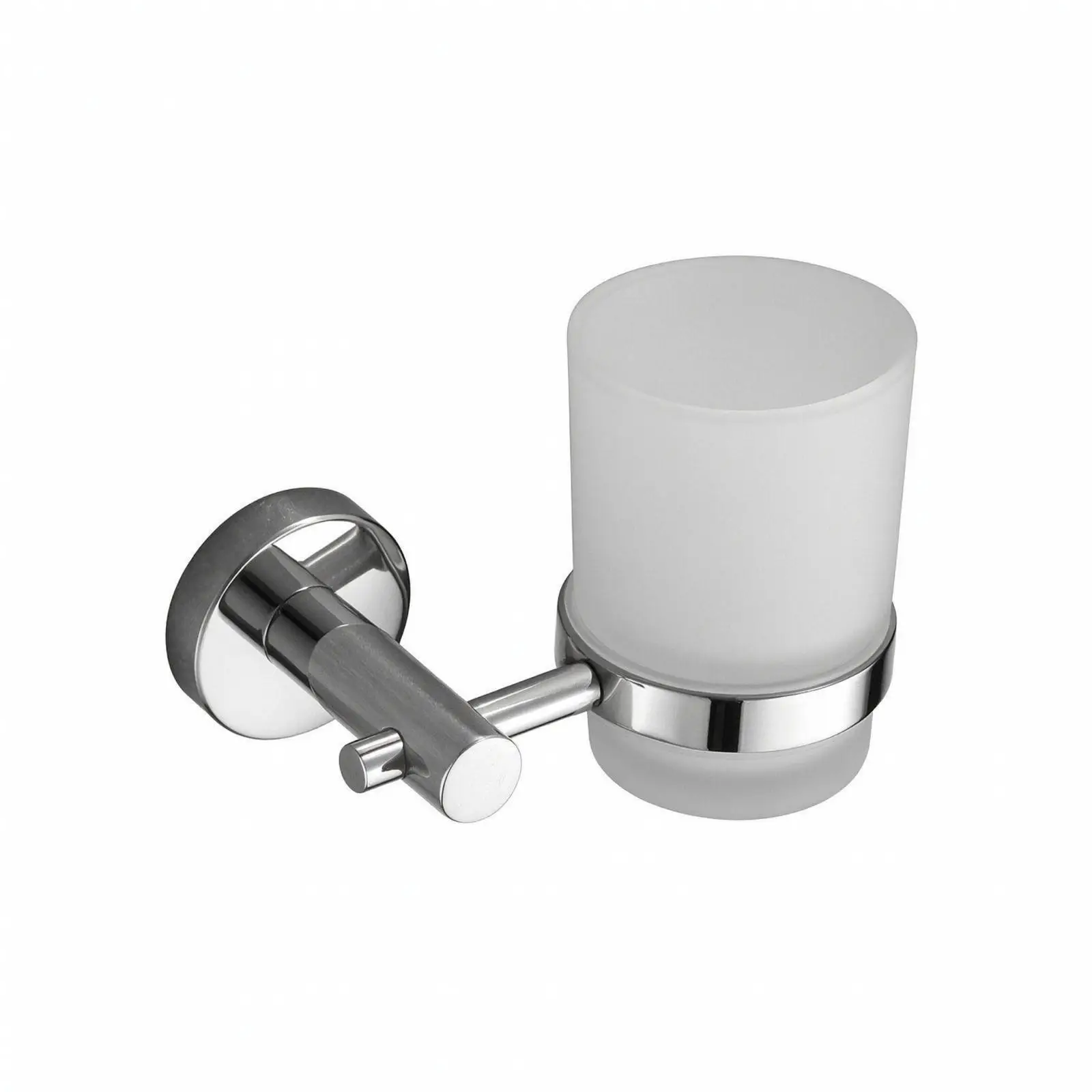 Round Wall Mount Glass Cup Holder with Short Arm for Bathroom Fixture and Sink Organizer