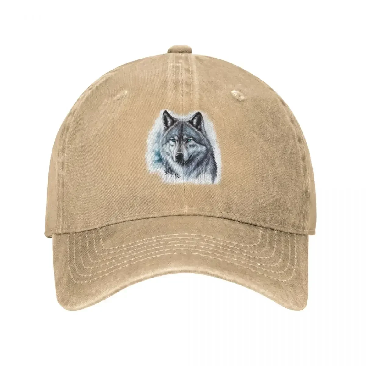 Blue Eyed Wolf with splatter paint and Abstract Background Cowboy Hat Outdoor All Seasons Travel Adjustable Hat for Women Men