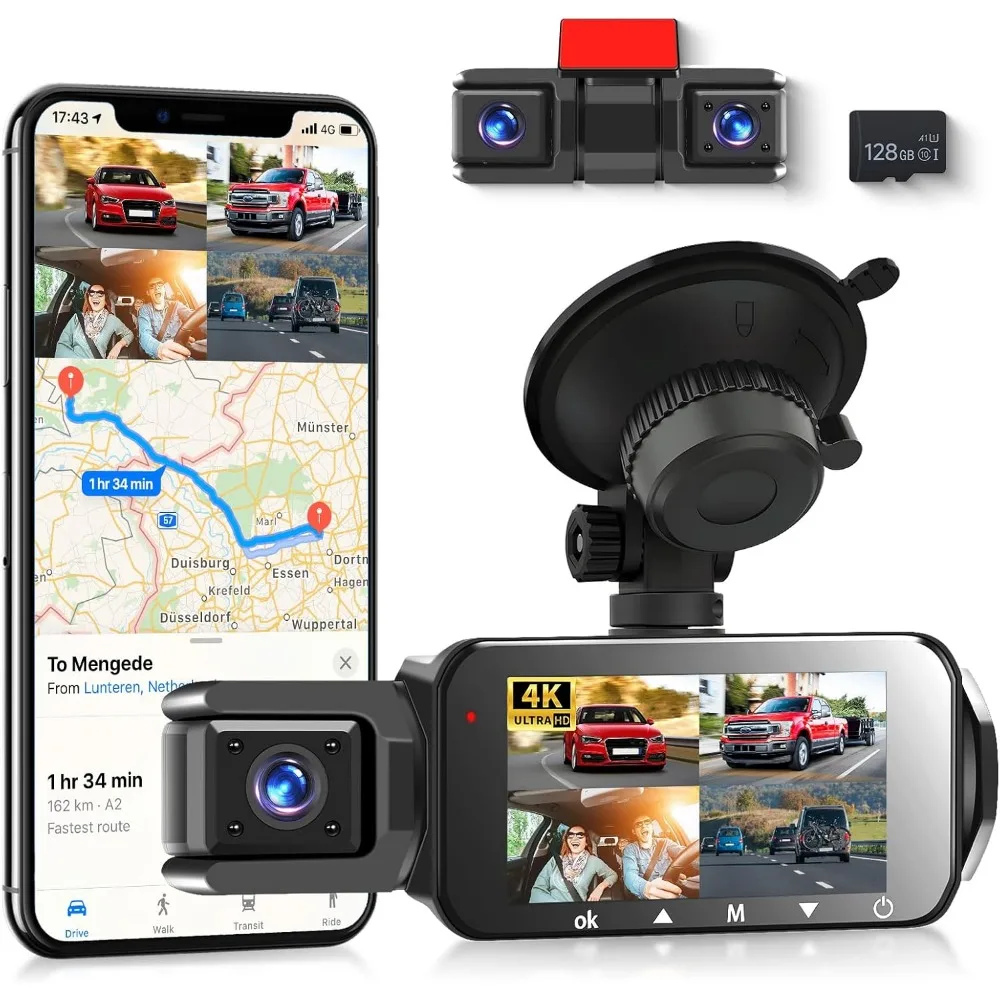

2K 360 Degree View 4 Channel Dash Cam Front and Rear Inside Left Right,【2560*1440P】IPS Dash Camera for Cars,Built-in GPS WiFi Ni