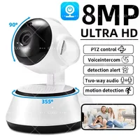 Mini cámara IP inteligente WiFi de 8MP, 4K, inalámbrica, seguimiento automático inteligente, Audio bidireccional, Monitor para mascotas y bebés, cámara de vigilancia para el hogar