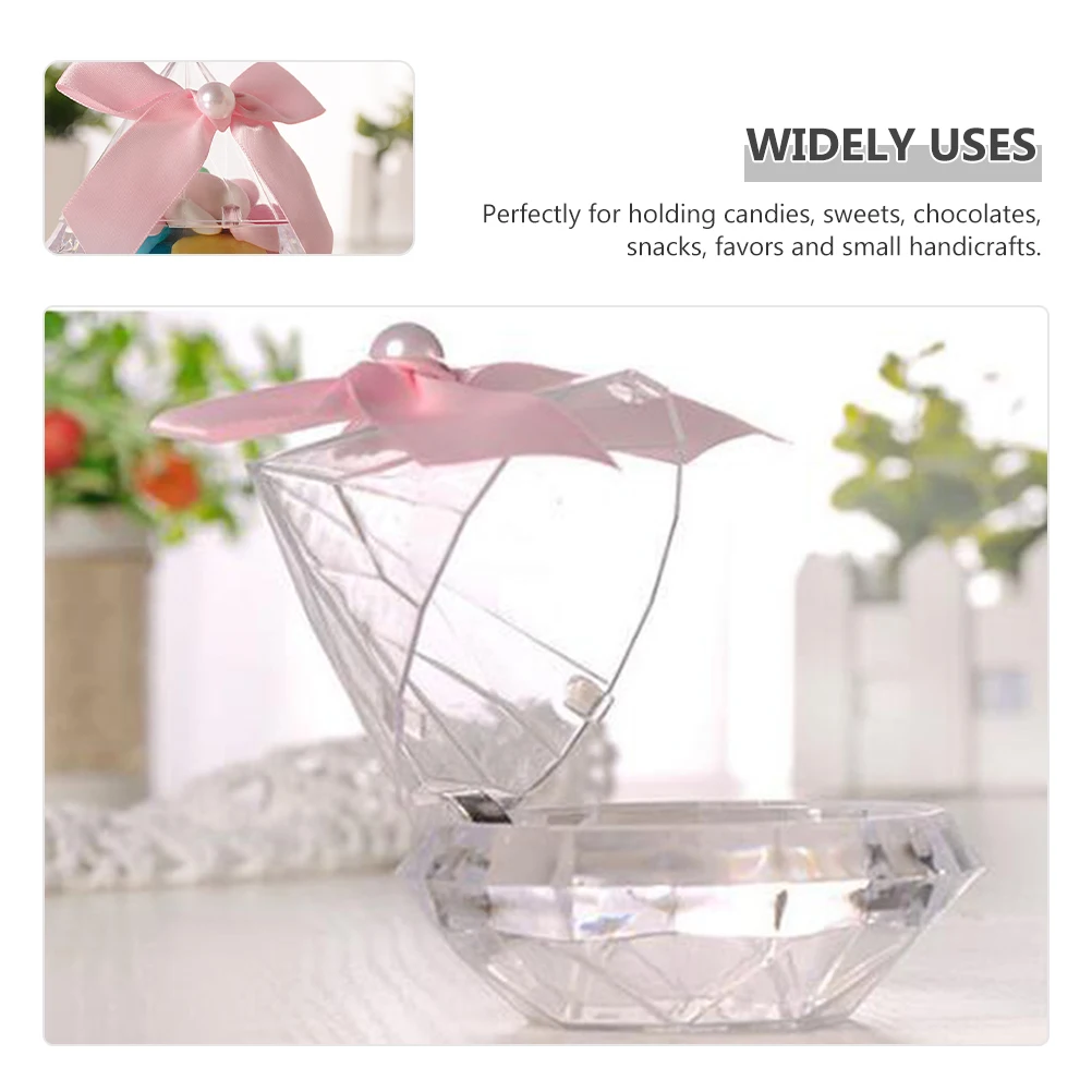 

12pcs Wedding Candy Box Diamond Design Party Favors Container Clear Plastic Boxes for Sweets Chocolates Snacks Birthday Baby