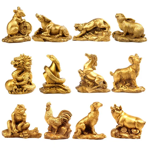 Auspicious Feng Shui P Copper Zodiac Symbols: Rat, Ox, Tiger, Rabbit, Dragon, Snake, Horse, Sheep, Monkey, Chicken, Dog, Pig