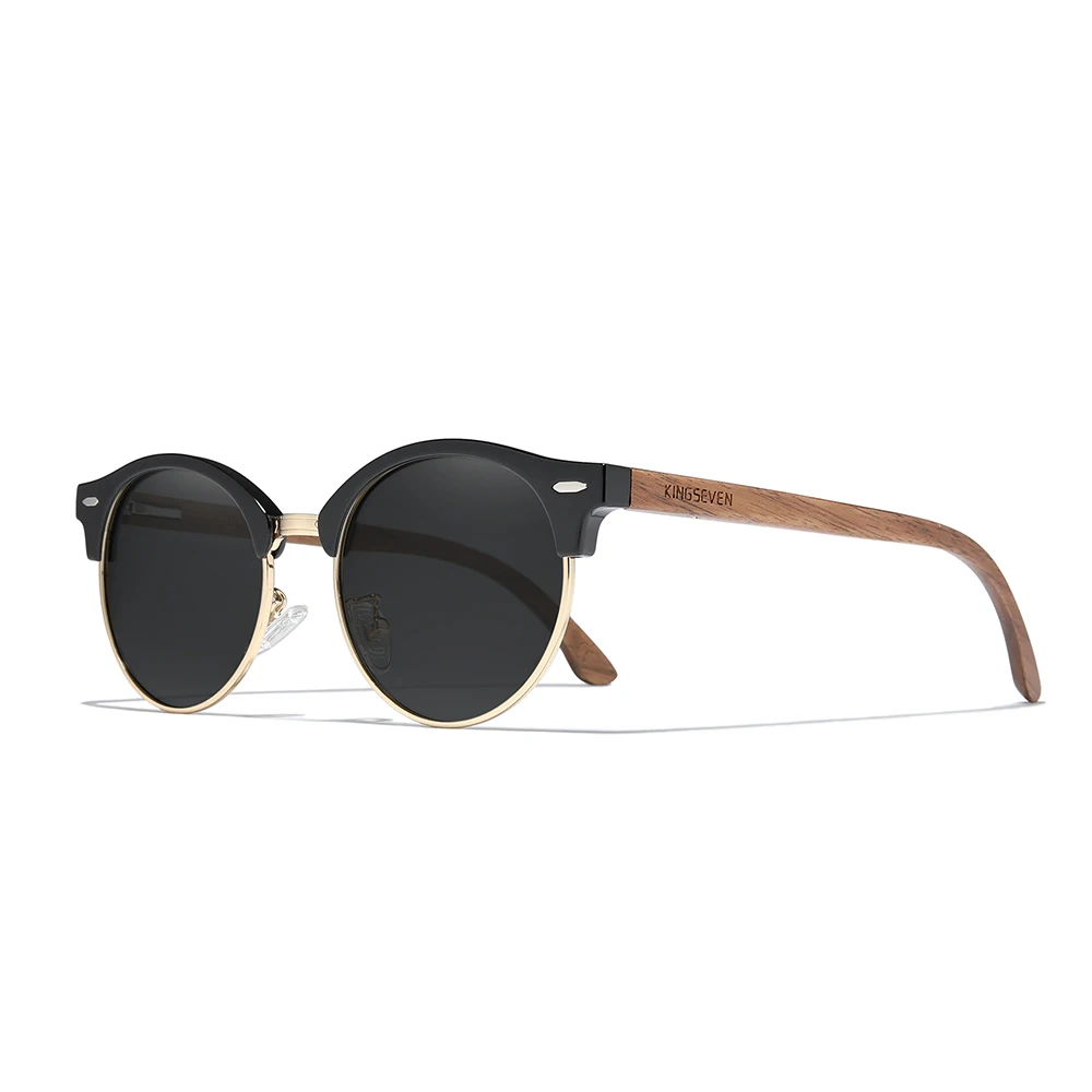 Vintage Black Walnut Wooden Sunglasses Women Men Polarized UV400 Driving Eyewear High Quality Sun Glasses