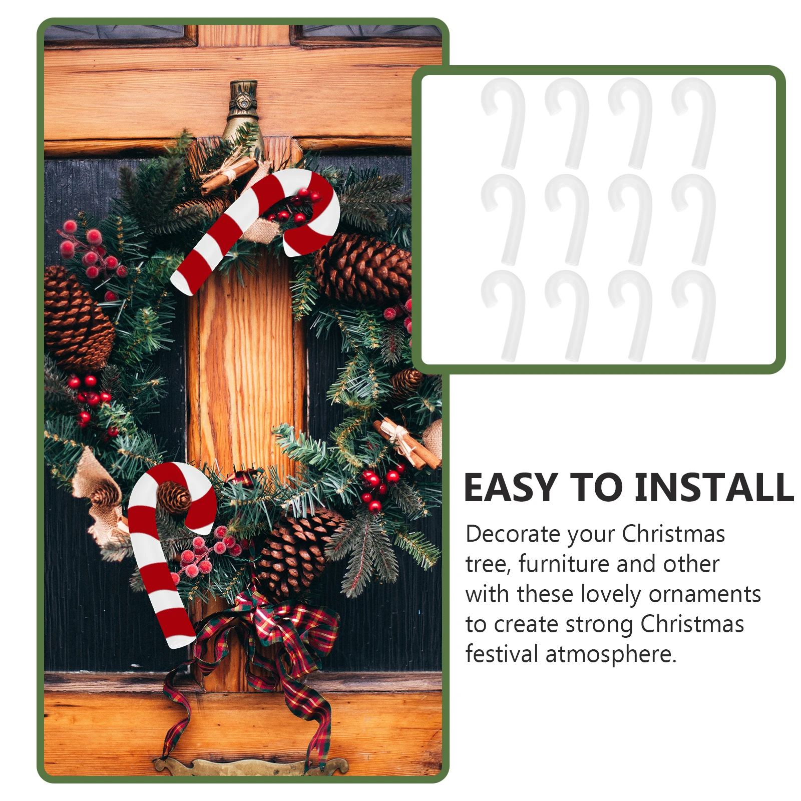 

12pcs Christmas Crutch Ornament Plastic Cane Decor For Xmas Tree Festival Hanging Decoration Crutch Pendant Home Decor