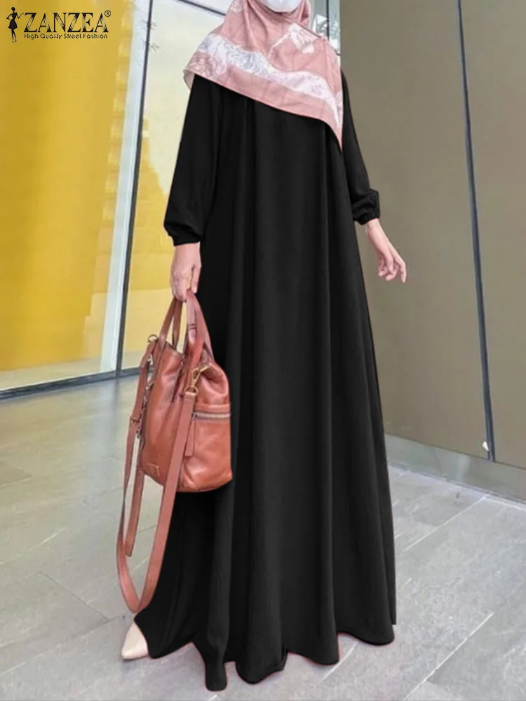 ZAZNEA Abayas musulmanas para mujer, Vestido de gran tamaño Eid Mubarek Hijab, Abaya de Turquía, manga larga, Vestido de verano Maxi, Vestido Isamic