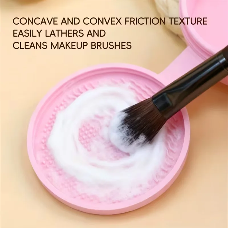 シリコン製メイクブラシ洗浄ボックス 湿式・乾式両用ブラシクリーナー クイックリムービングスポンジ付き メイクブラシパフクリーナーツール
