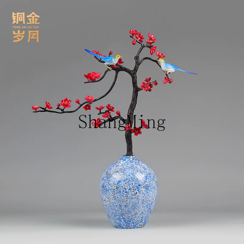 

ZYY stepping on the snow to find plum magpie plum blossom brass ornament living room TV cabinet entrance home ornament