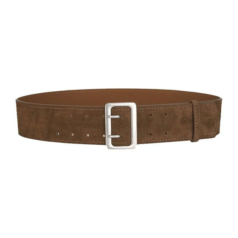 

Women's niche retro matte leather wide waist belt elegant and fashionable high-end dress belt accessories