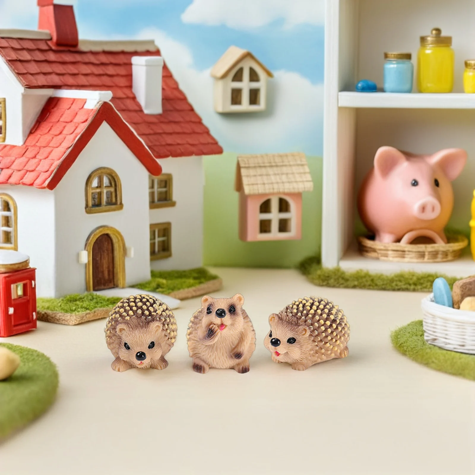 

6Pcs Realistic Hedgehog Statue Resin Craft Desktop Lawn Garden Miniatures Party Decoration Home Ornament Miniatures
