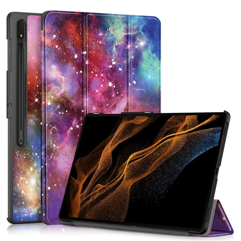 

For Galaxy Tab S9 Ultra 14.6" Smart Tablet Case Magnetic Hard Cover For Samsung SM-X910 SM-X916B SM-X918U Folding Stand Funda