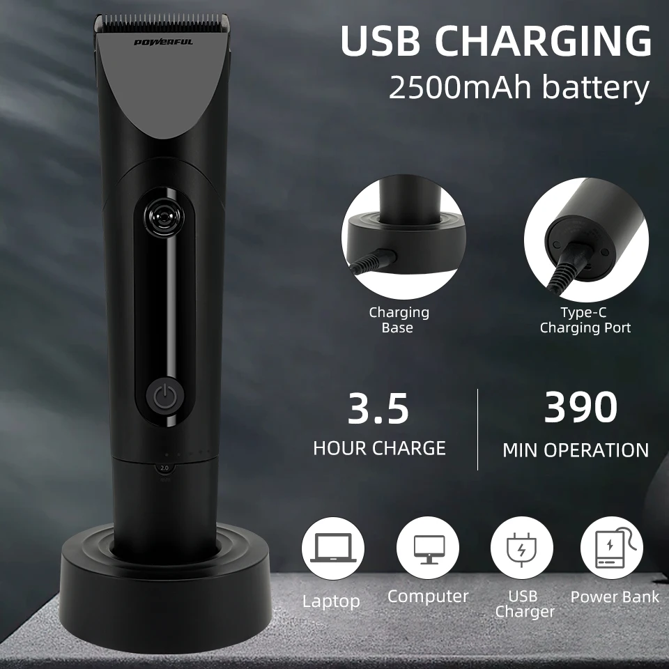 Hair Clipper Professional Hair Cutting Machine Hair Beard Trimmer For Men Electric Shaving Chargeable Titanium Alloy Blade