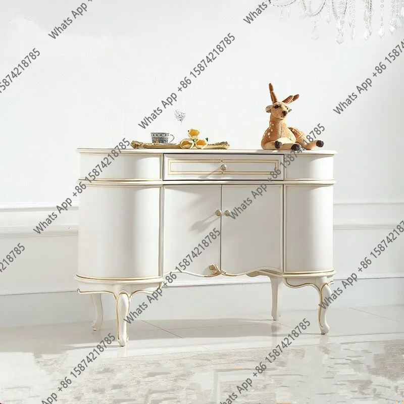 

light luxury all solid wood porch cabinet European simple living room porch table double door locker dining side cabinet