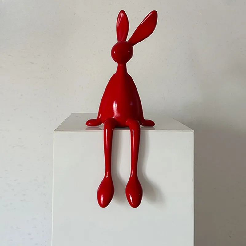 الكرتون طويل الأذن يجلس الأرنب تمثال الراتنج أرنب تمثال الشمال INS ديكور المنزل خزانة التلفزيون هدية