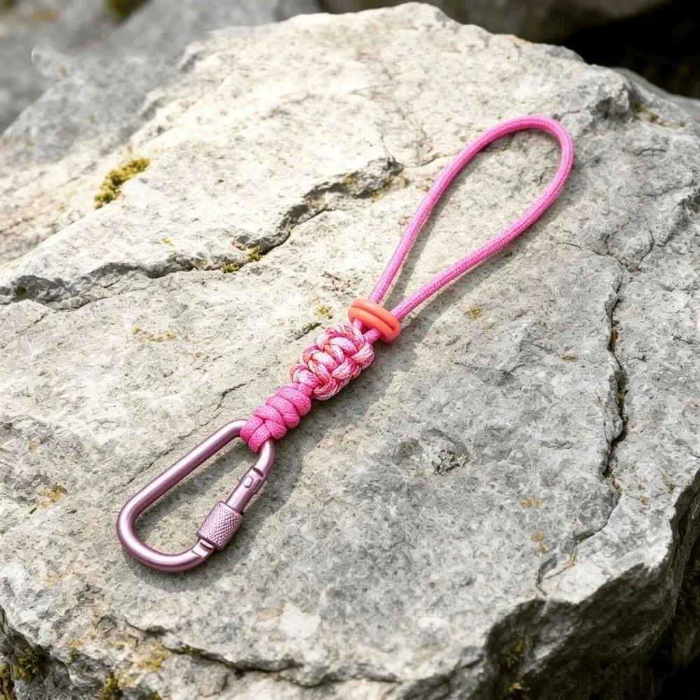 Alloy Water Bottle Lanyard Braided Rope Locking Carabiner Clip Carabiner Hook Adjustable Multicolor Key Chain Lanyard Hiking