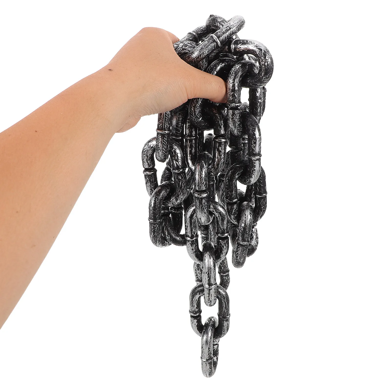 

150Cm Spooky Plastic Chain Halloween Prop Realistic Fake Prison Link Decor for Haunted Houses Pirate Parties Jail Costumes