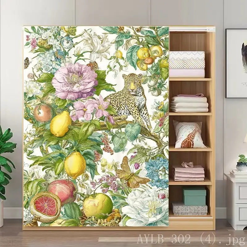 Tropical Jungle Noren Door Curtain Leopard Print Japanese Style Minimalist Wardrobe Closet Organizer Partition Home Decor