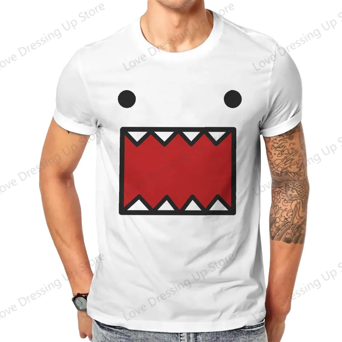 Domo Kun Pure cotton printing men's Tshirt Street Cool Tshirts  Funny Tops