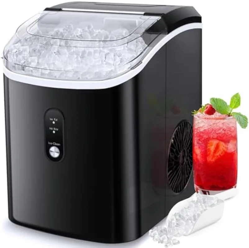 

COWSAR Ice Maker Countertop, Chewable Pebble Ice 34Lbs Per Day, Crunchy Pellet Ice Cubes Maker Machine w/ Self Cleaning,Portable