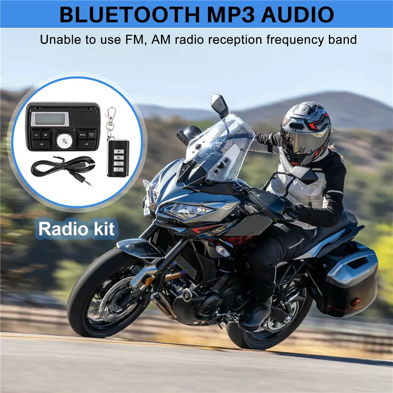 A45F-Motorfiets Audio MP3 Radio Geluidssysteem Stereoluidsprekers Bluetooth Waterdicht FM5 EQ Functies LCD-scherm USB/SD/TF