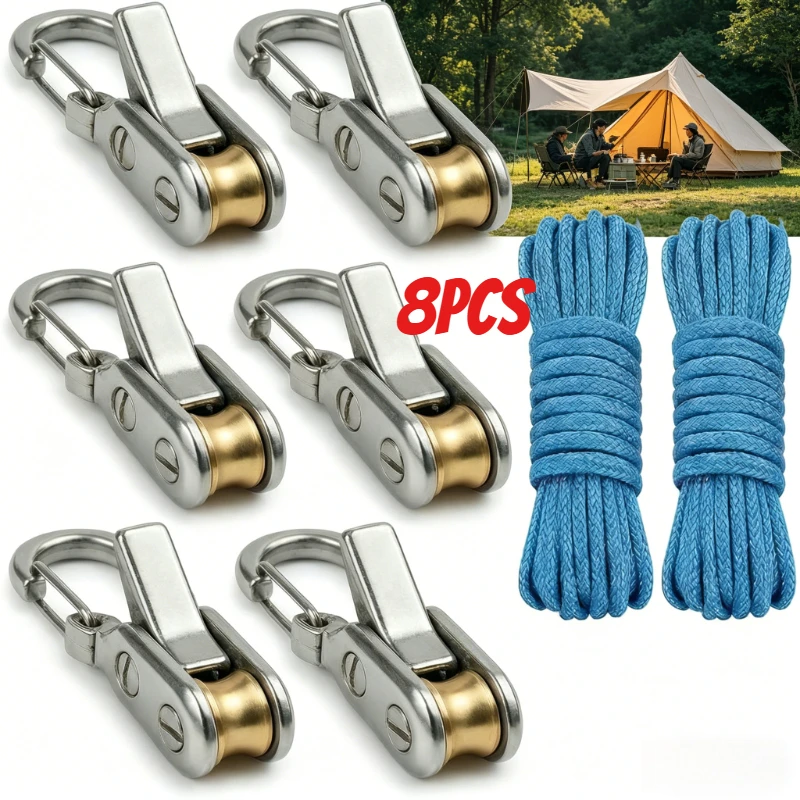Rope Tying Tool And Tensioner with Roller Tensioner Heavy-Duty Retractable Buckle with Telescopic Rope Suitable for Camping
