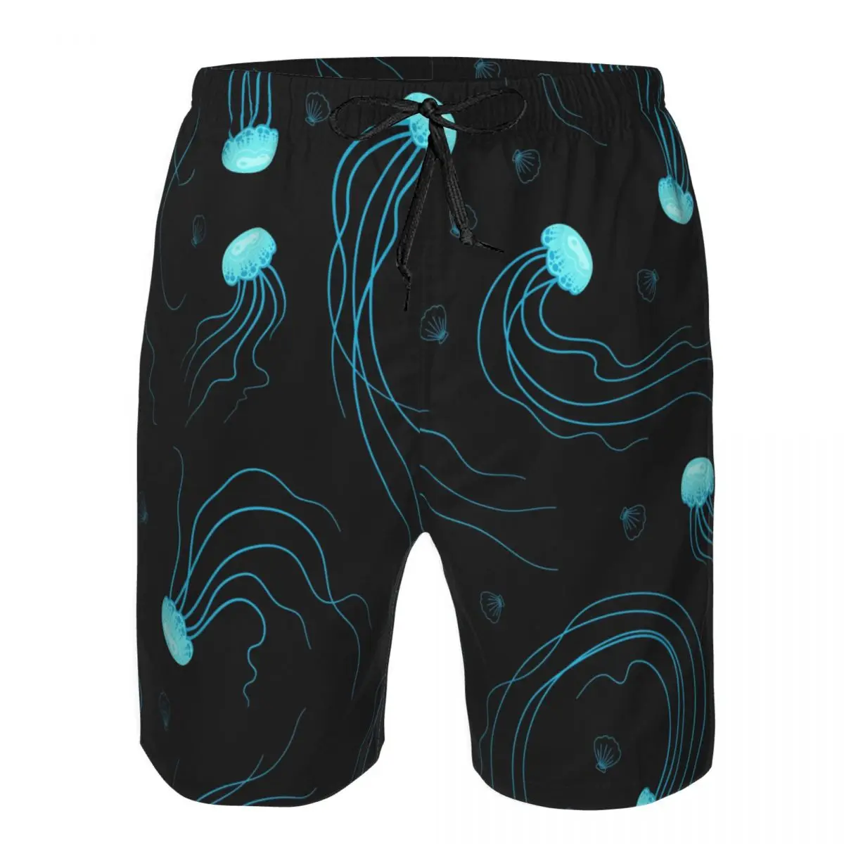 Summer Men's Swimwear Shorts Blue Jellyfish And Seashells Beachwear Swim Trunks Men Swimsuit