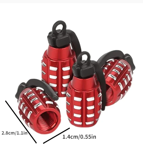 4pcs Car Tire Valve Cap Grenade Alloy Tyre Valve Stem Cover Air Dust Cap Tire Valve Truck Bike Wheel Rim Valve Stem Cap Aluminum