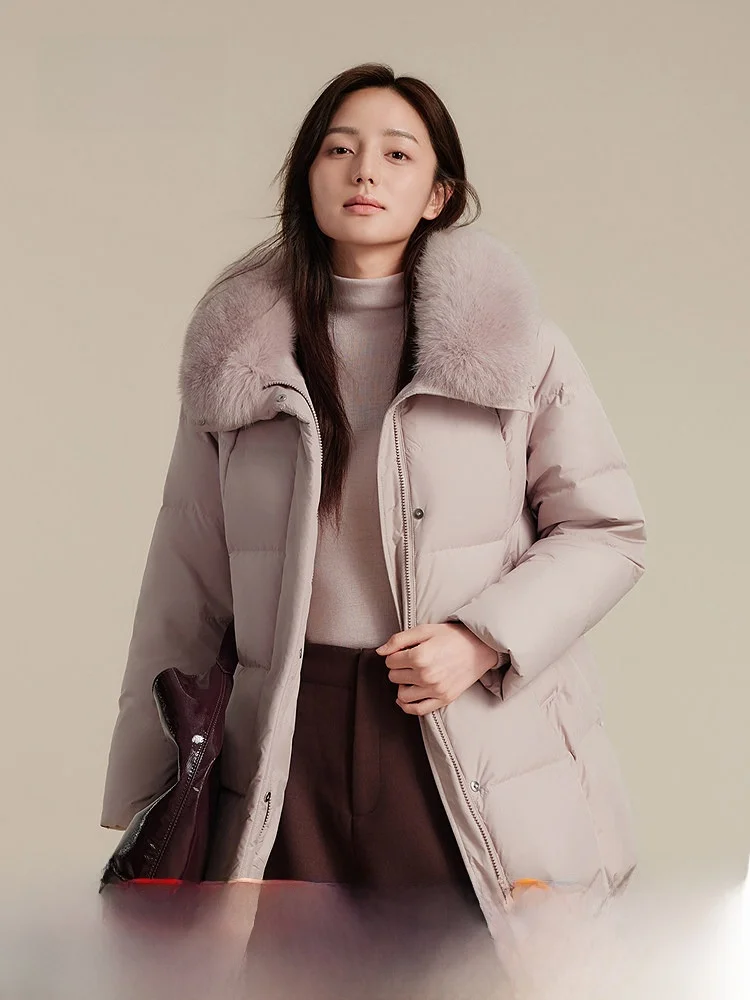 

Зимнее пальто Bosideng 2025: Новая женская классическая повседневная модная утепленная куртка средней длины с воротником, универсальная, теплая, для отдыха