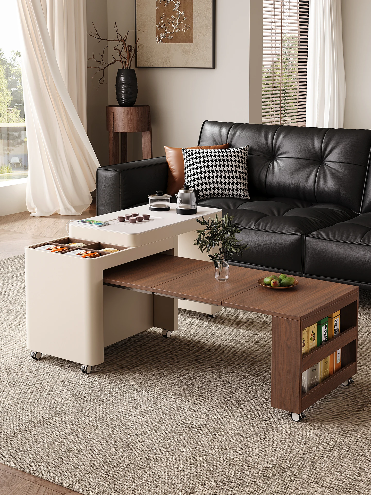 

Movable side few household modern simple small apartment multi-functional telescopic folding tea making small table sofa side