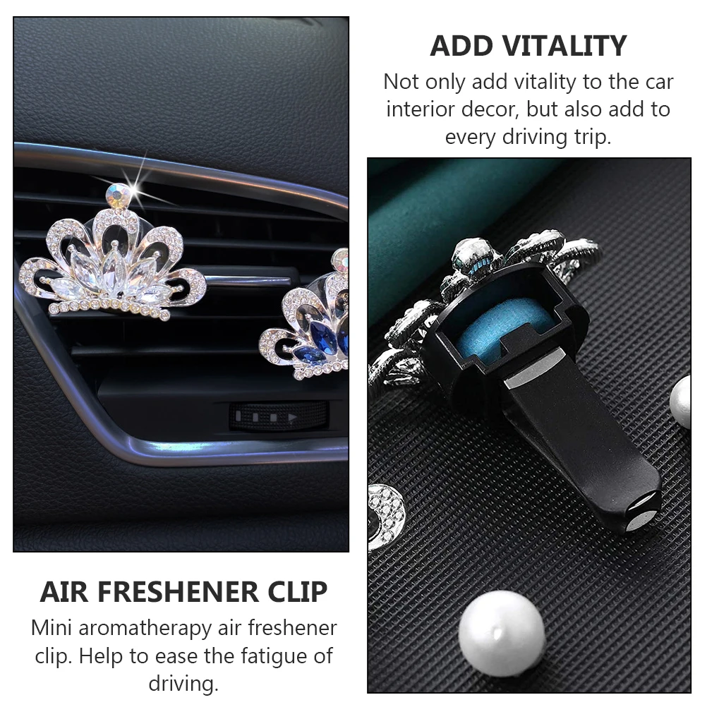 

4pcs Car Perfume Clip Aroma Air Freshener Vent Outlet Fragrance Accessories Rhinestone Decor Auto Aromatherapy Diffuser Car