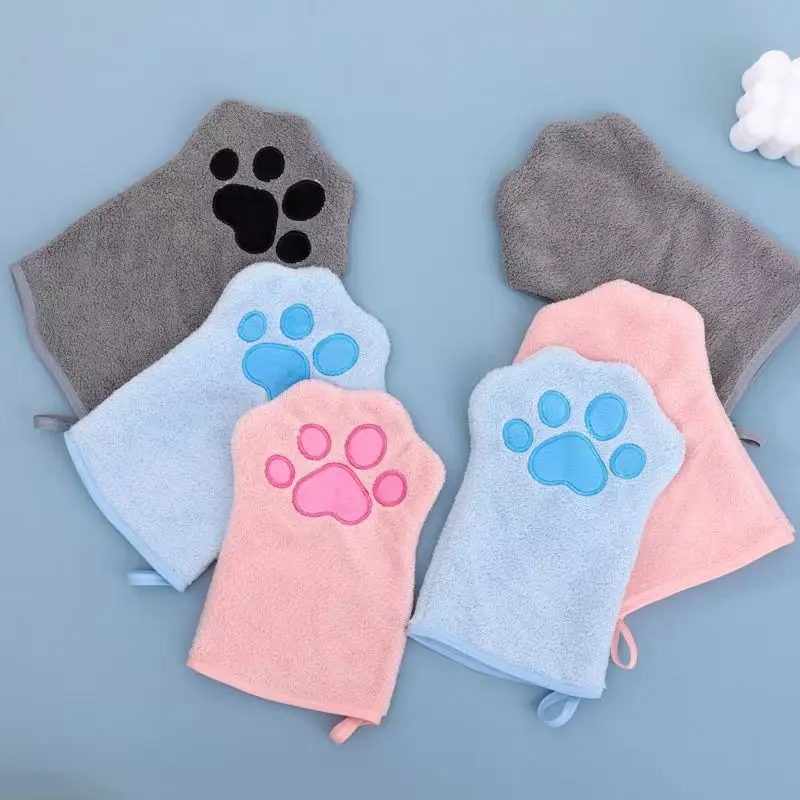 Pet Grooming Glove Quick Drying Dogs Paw Towel Microfiber Double Sided Dogs Grooming Mitt for Medium Small Dogs