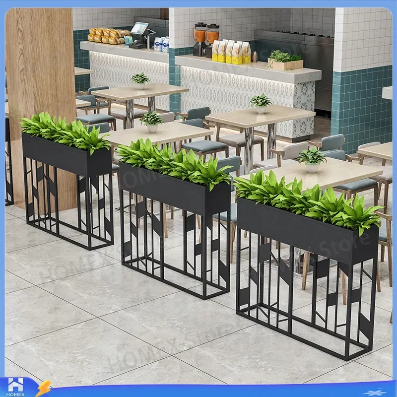 Industrial Wrought Iron Room Divider Shelf Office Partition Screen Plant Stand Wall Mounted Flower Rack Restaurant Decor