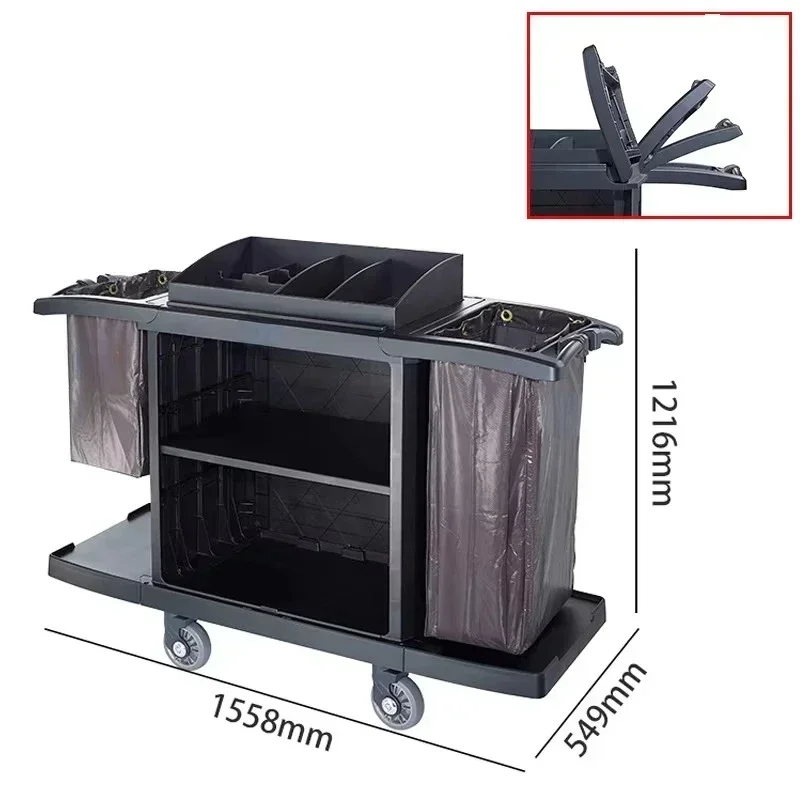 Plastic Housekeeping Cleaning Service Carts and Trolleys for Hotel