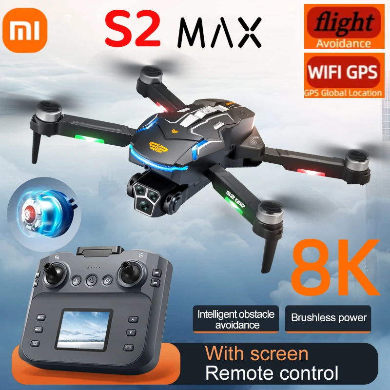 Xiaomi S2 MAX 8K HD Droneหน้าจอรีโมทคอนโทรลProfessional WIFI FPV Optical Flow Localizationหลีกเลี่ยงอุปสรรคQuadcopter