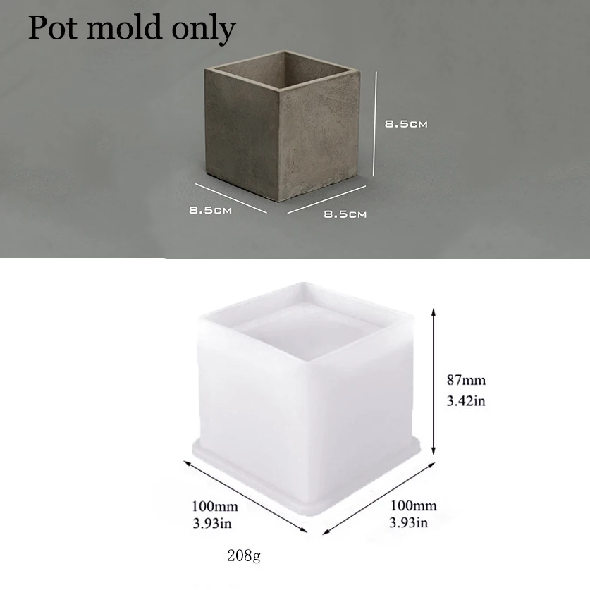 Square Flower Pot Silicone Mold DIY Pen Holder Crystal Glue Epoxy Resin Molds Outdoor Planters Concrete Mold Candle Jar Mold