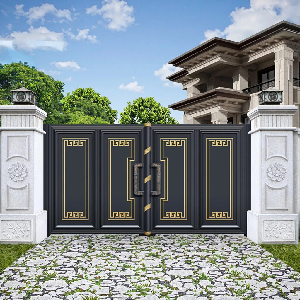 

Автоматические распашные ворота из алюминиевого сплава с функцией безопасности для вилл и уличных подъездных путей, металлический каркас