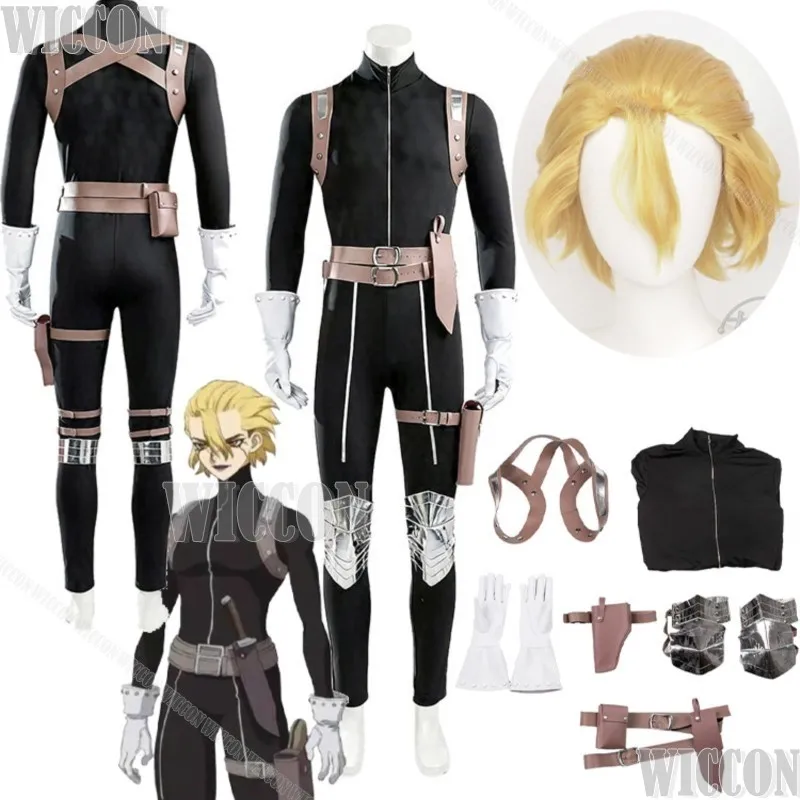 Stanley Snyder Stone World Cosplay Costume 58mm Badge Man Soldier FullSet Clothes Blonde Wig Halloween Cos Party Outfit Roleplay - view 2