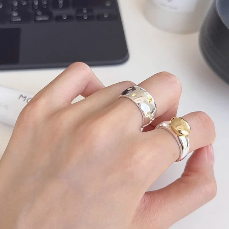 925 Sterling Silver Rings For Women Simple Minimalist Open Finger Star Ring Fashion Band Female Bijoux Gift