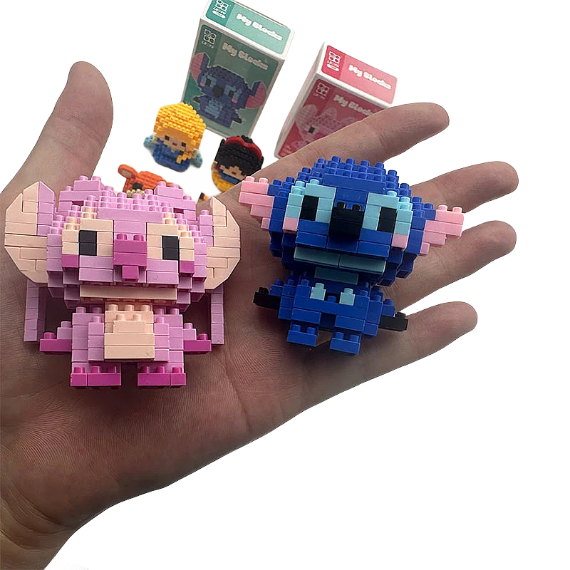 Bloques de construcción de princesa Stitch, Mini figura de acción, modelo de muñeca, bloques de Mickey Mouse, juguetes para montar para niños,