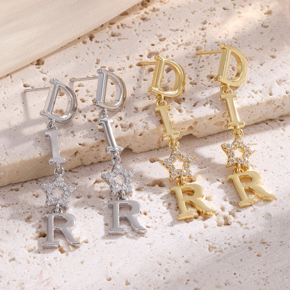 أقراط نجمة رائعة فاخرة مناسبة للسفر اليومي والحفلات والولائم. #3