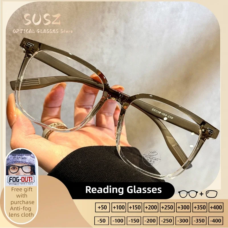 

SUSZ Simple Square Design Myopia Prescription Optical Glasses Women Small Frame Anti Blue Light Progressive Reading Eyeglasses