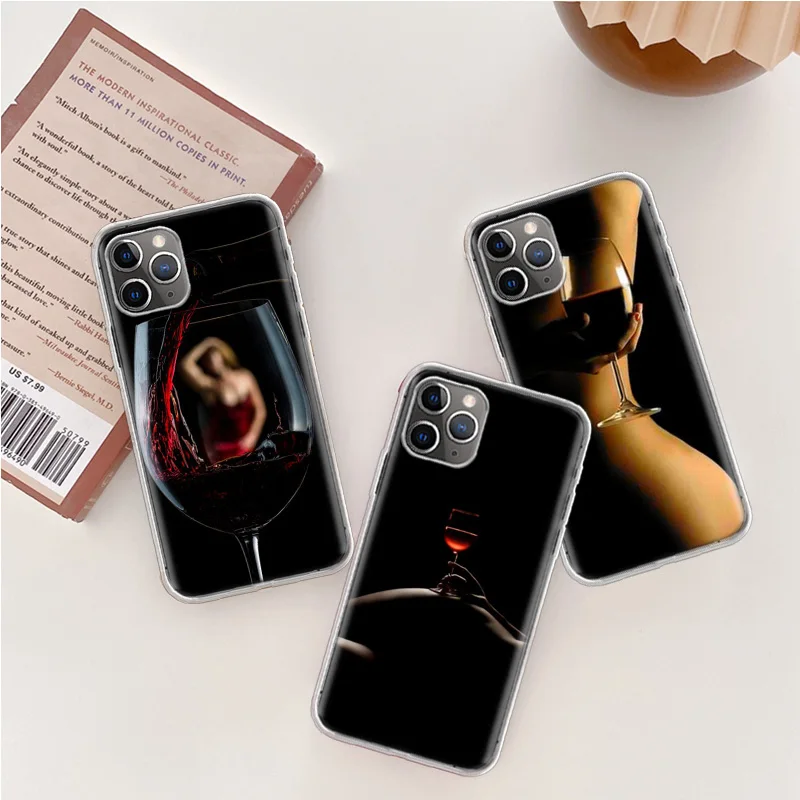 High heels beauty goblet red wine Phone Case For Iphone 14 13 15 Pro Max Apple 11 12 Mini X XS XR 16 Plus 6 6S 5 5S Cle