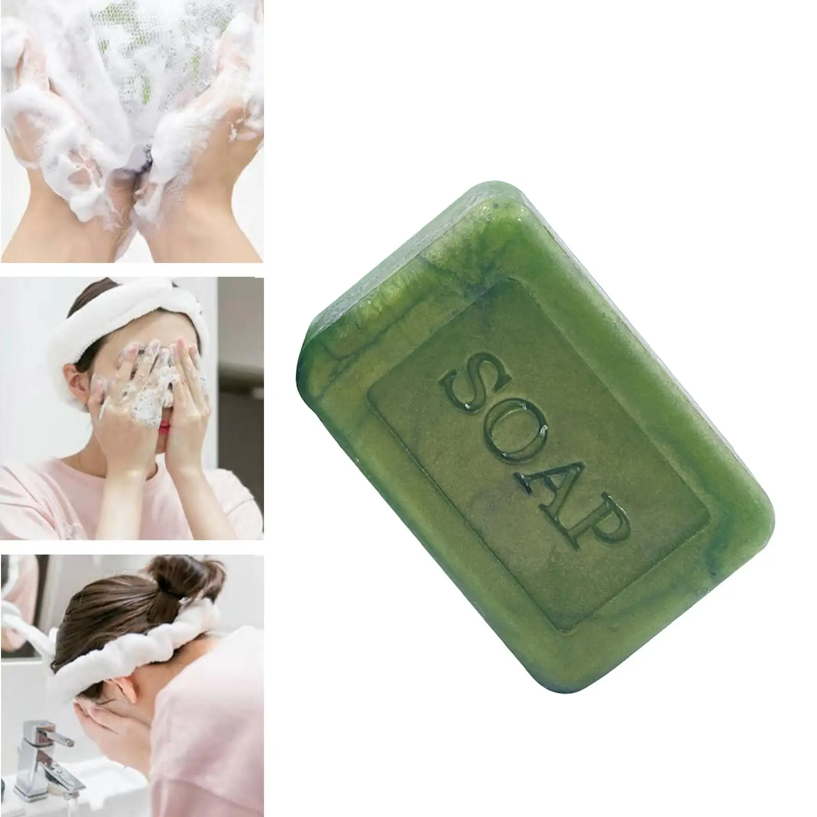 

Tea Tree Essential Oil Soap Refreshing Green Oil Control Cleansing Soap for Body Men