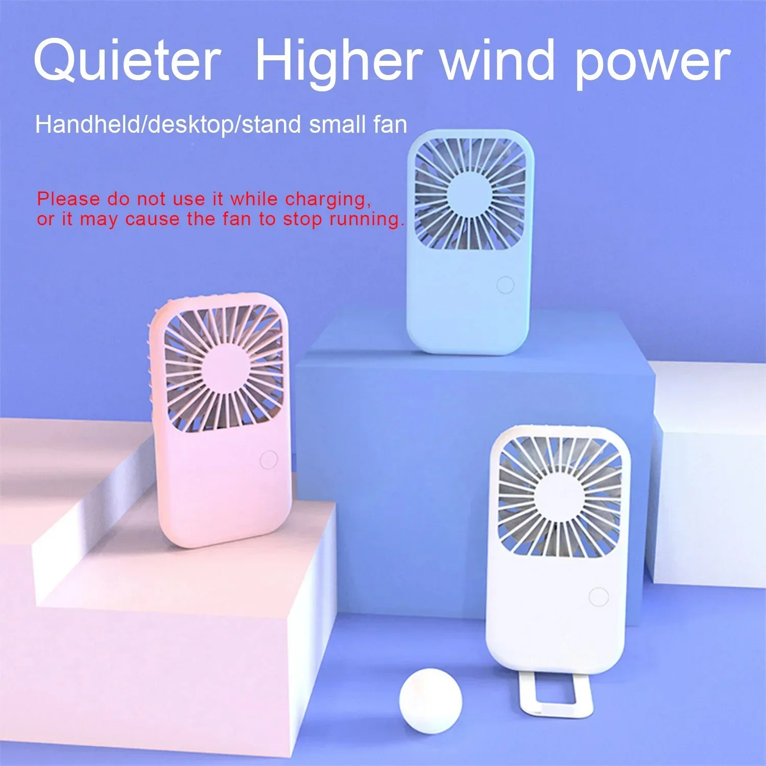 

Compact Mini Fan Rechargeable Stand Small Pocket Fan with Three Wind Speeds Powerful Range Long-lasting USB Fan