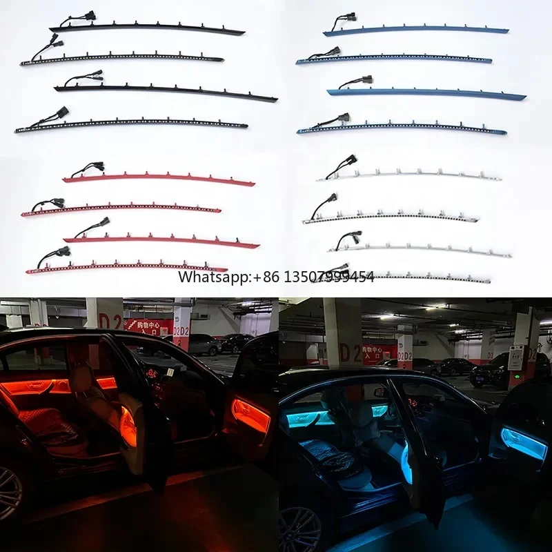 4 Inner Doors Ambient Light LED Decorative Trims Lights With Blue and Orange Colors Atmosphere Lights for BMW 3 Series F30 12-18